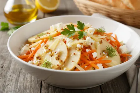 Французский салат с яблоками, морковью и сыром: свежий, нежный и быстрый