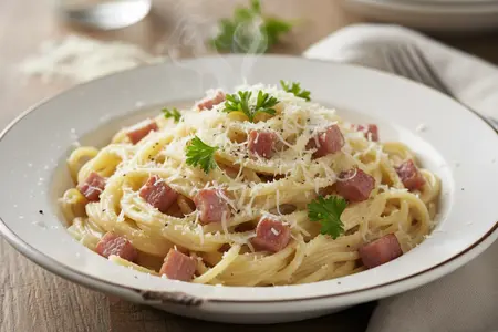 Паста с беконом, сливками и сыром: сливочная, ароматная и очень быстрая