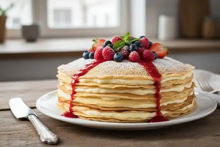 Блинный торт с кремом - эффектный десерт на Масленицу