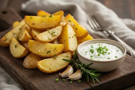 Картошка по-деревенски с чесночным соусом - идеальное угощение для мужчин к 23 февраля