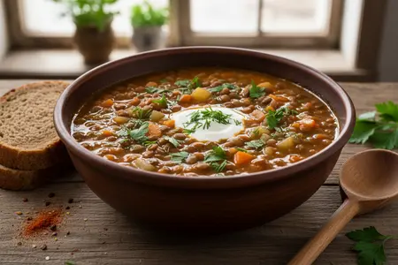 Ароматная чечевичная похлёбка - согреет и насытит в прохладный день