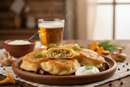 Постные пельмени с картофелем и грибами