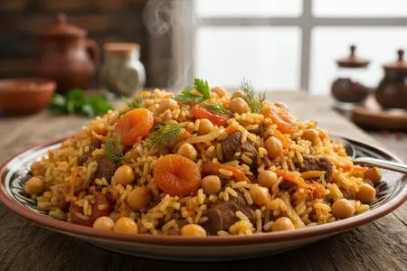 Постный плов с нутом и курагой: сытно, полезно, необычно