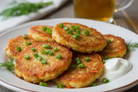 Картофельные драники с морковью и зелёным луком
