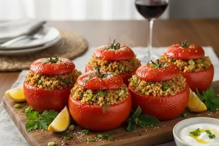 Томаты, фаршированные булгуром и зеленью
