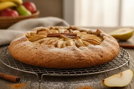 Постная шарлотка с грушей и корицей 