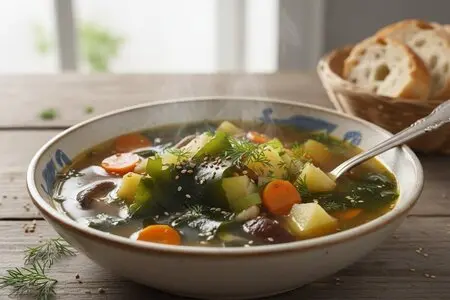 Суп с морской капустой и картофелем