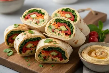 Роллы из лаваша с овощами и хумусом: быстрый и полезный перекус