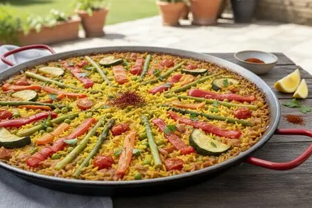 Овощная паэлья с шафраном и сладким перцем: испанский вкус на вашей кухне