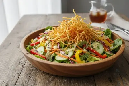 Салат с картофельной соломкой - хрустящий и сытный акцент к любому столу