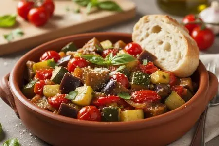 Овощное рагу с баклажанами и кабачками - весна в каждой ложке