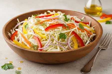 Салат из капусты с болгарским перцем, морковью и луком