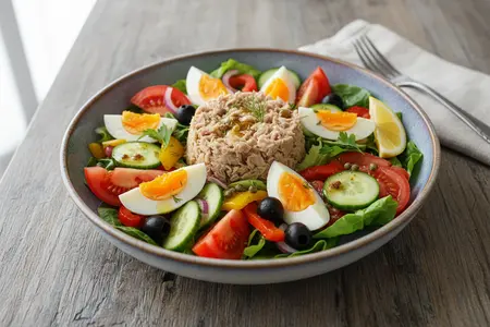 Нисуаз‑лайт: упрощённый вариант с тунцом, яйцом и овощами