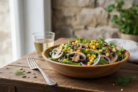 Салат с шампиньонами и кукурузой: лучшие рецепты и секреты