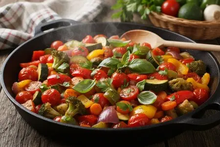 Тушёные овощи на сковороде - простой и вкусный рецепт