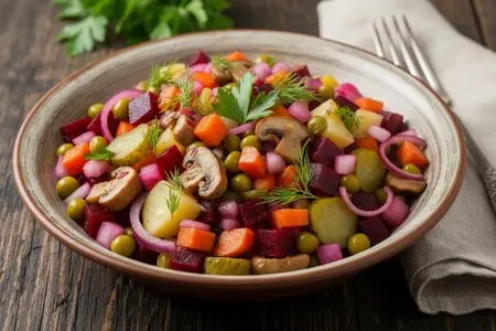 Винегрет с грибами - классический рецепт вкусного салата