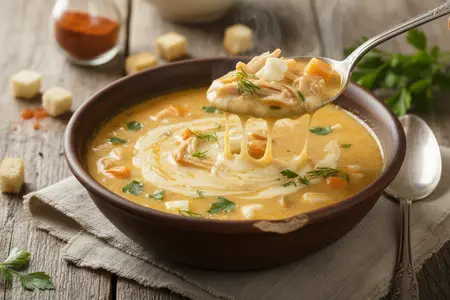 От бульона до подачи: полный рецепт сырного супа с копчёной курицей