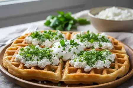 Протеиновая закуска: вафли с творогом и зеленью