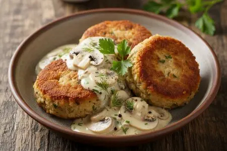 Котлеты из грибов с соусом из шампиньонов