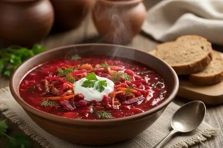 Постный борщ с фасолью - сытное блюдо, богатое белком