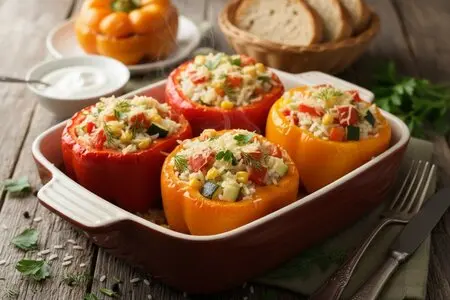 Фаршированные перцы с рисом и овощами