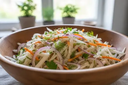 Салат из тертой редьки с морковью и луком