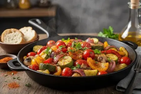 Овощное соте с копчёной паприкой - ароматное и сытное постное блюдо