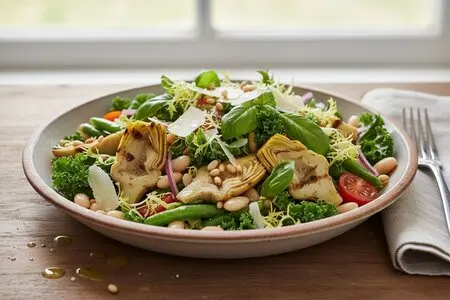 Постный салат с артишоками и фасолью: нежный вкус и максимум белка