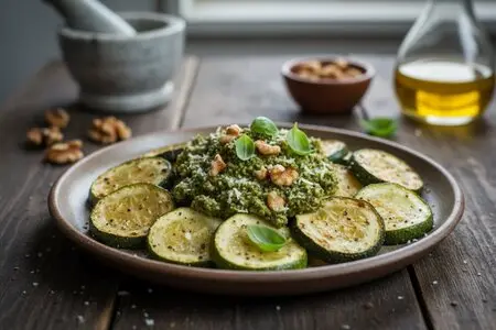 Печёные кабачки с ореховым песто - ароматная и полезная закуска