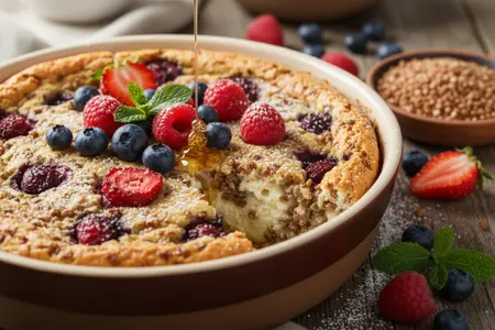 Творожная запеканка с гречкой и ягодами: нежная, сытная и полезная