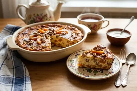 Творожная запеканка с курагой и орехами: нежный и полезный десерт