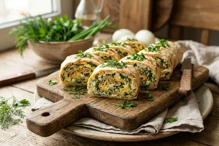 Рулет из лаваша с сыром, яйцом и зеленью: быстрая закуска на любой случай