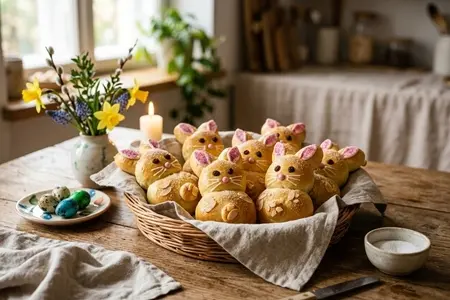 Пасхальные булочки-зайчики - сдобные булочки в форме зайчиков