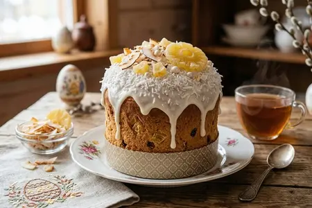 Кулич с кокосом и ананасом - необычный, ультра-ароматный и очень праздничный вариант