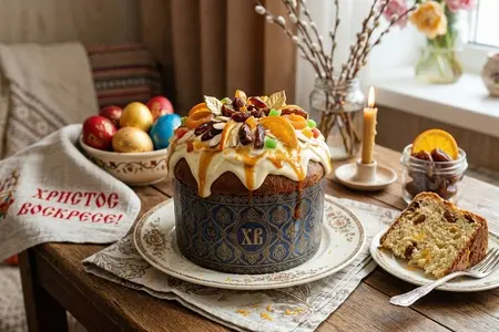 Пасхальный кулич с финиками и апельсиновым сиропом