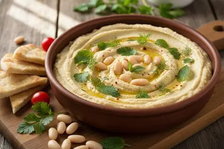 Хумус из фасоли с зеленью - сытный и полезный вариант постной закуски