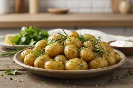 Запечённая молодая картошка с зеленью - ароматная, золотистая, с хрустящей корочкой 