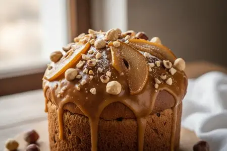 Кулич с фундуком и карамелизированными грушами - ароматное и изысканное лакомство