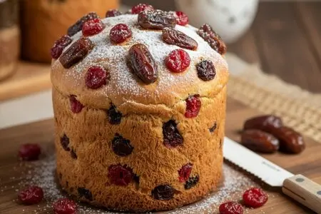 Кулич с вяленой вишней и финиками - натуральная сладость и мягкость