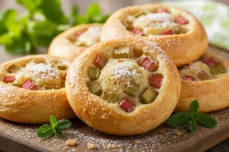 Весенние ватрушки с ревенём - воздушная выпечка с творожной начинкой