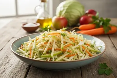 Салат из свежей капусты, яблока и моркови - простая классика для весеннего стола
