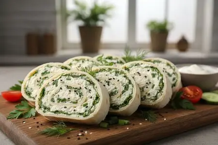 Рулет из лаваша с творогом и зеленью - простая, быстрая и вкусная закуска