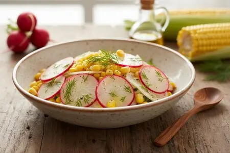 Лёгкий салат с редиской, свежей кукурузой и укропом - отличный вариант для весны