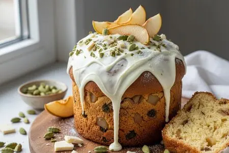 Кулич с грушей, кардамоном и белым шоколадом - находка для ценителей необычной выпечки