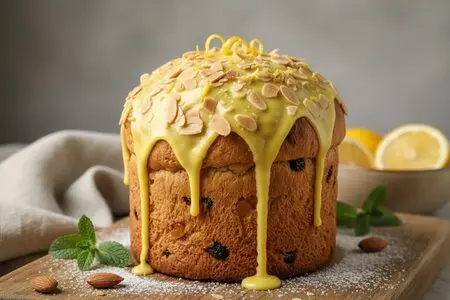 Кулич с лимонной глазурью и миндальной стружкой: свежий вкус Пасхи
