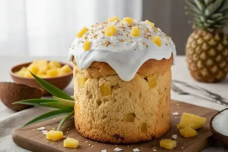 Кулич на кокосовом молоке с кусочками ананаса: мягкий, ароматный и сочный