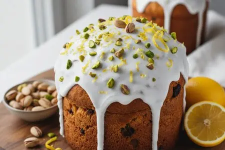 Кулич с фисташками и лимонной цедрой: свежесть и яркий аромат