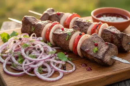 Печеночный шашлык с луком в уксусе: лучшие рецепты и советы