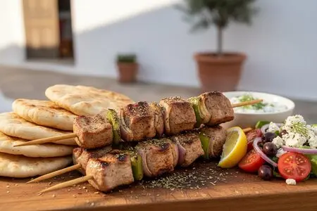 Греческий шашлык "Сувлаки" со свининой: классика средиземноморского вкуса