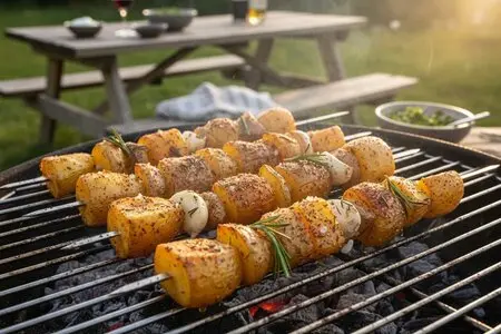 Картофель, запечённый на шампурах с пряностями: простой и вкусный рецепт